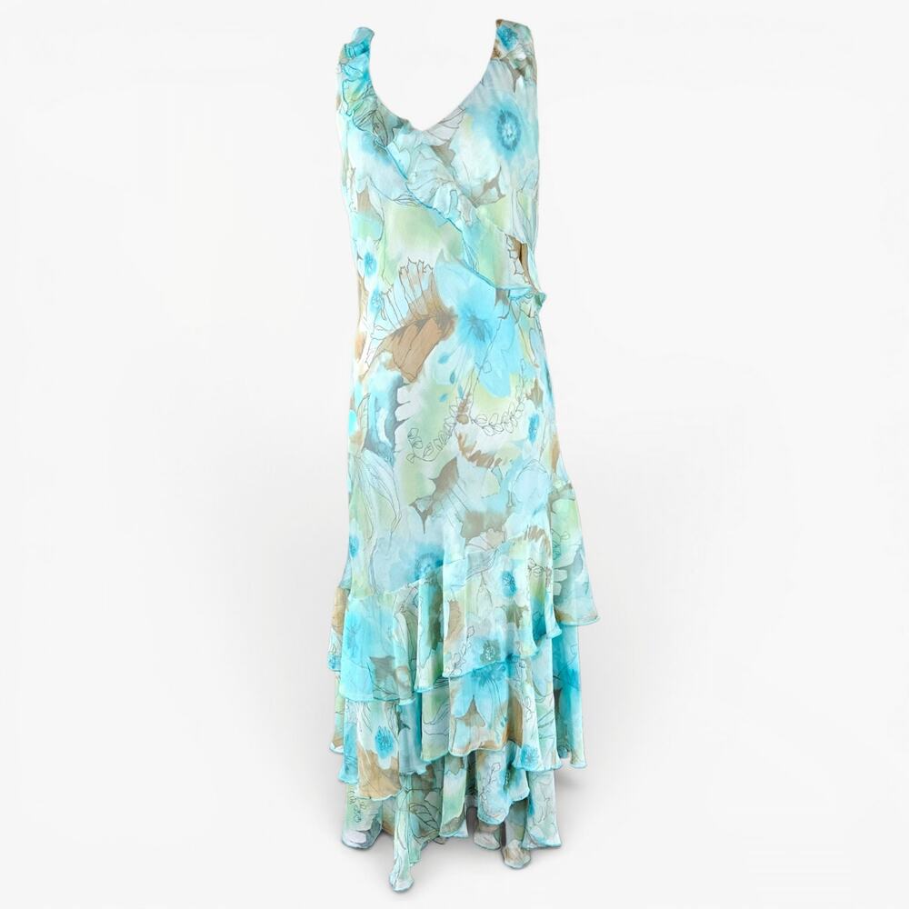 Y2k Euro Maxi Dress Fairycore Floral Cottagecore - Large - Picture 2 of 7